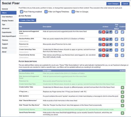 Define your own filters or choose from a pre-defined list that are maintained for you.