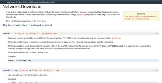 A redirected module page in Stackage