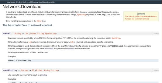 A redirected module page in Stackage