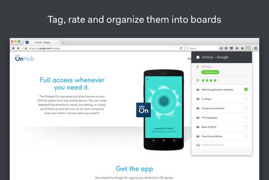 Tag, rate and organize them into boards