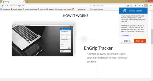 Sign into EnGrip by clicking on the white "e" on orange background at the top of your window.