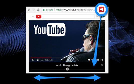 Audio timing adjustment slider appears under the video screen on your YouTube page with a click of the tool icon. Adjust audio timing to sync audio and video by moving the slider.
