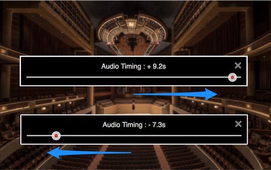 Adjust audio timing to sync audio and video by moving the slider. You can change the audtio timing from -10.0s up to +10.0s.