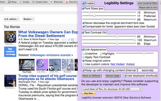 Legibility Settings and Options