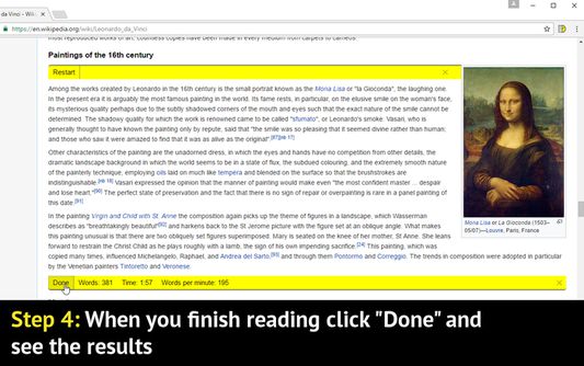 Step 4: When you finish reading click "Done" and see the results