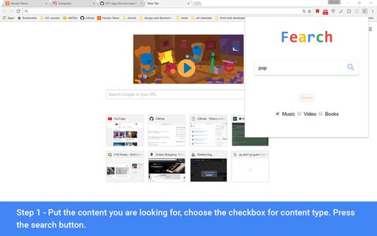 Put the content you are looking for, choose the checkbox for content type. Press the search button.