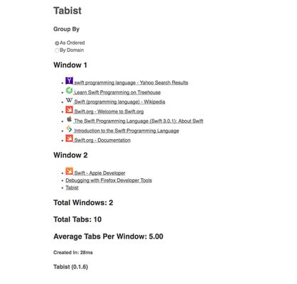 Click on any of the links to be navigated to that tab.