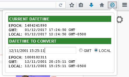 Screenshot with converted datetime