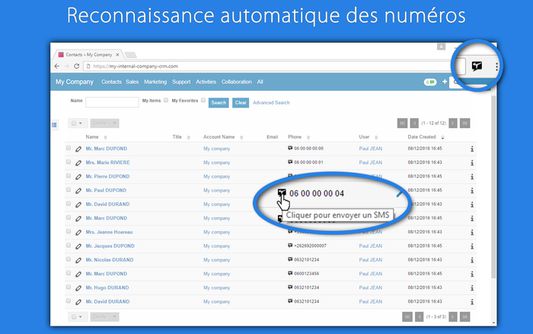 Automatic detection of mobile phone numbers on your web pages (your CRM, ...)