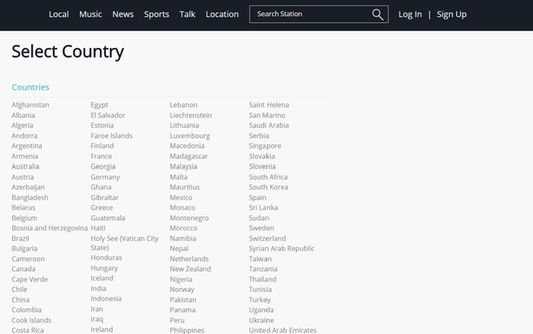 Browse any radio station by country