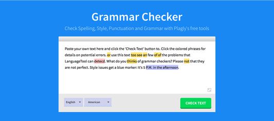Check Spelling, Style, Punctuation and Grammar with Plagly's free grammar tools