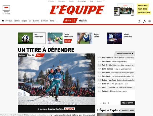 L'Equipe.fr sans les articles pour les abonnés.