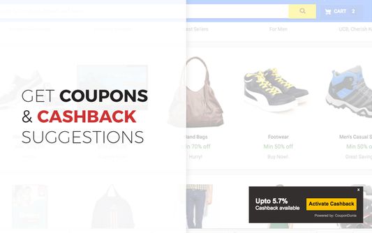 Get the best Coupons and Cashback suggestions on all Shopping sites!