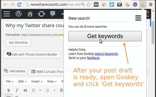Open a post and click 'Get keywords'