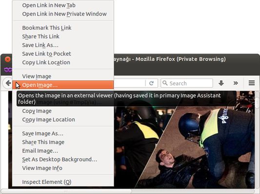 Pre-v0.9.0.2 UI: Opening an image using primary IA folder (on Linux).