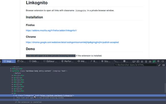 Add a `linkognito` class to the html of any link so it opens automatically in a private browsing window for your users that installed this extension.