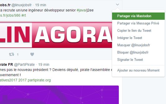 Partagez sur Mastodon directement depuis Twitter.