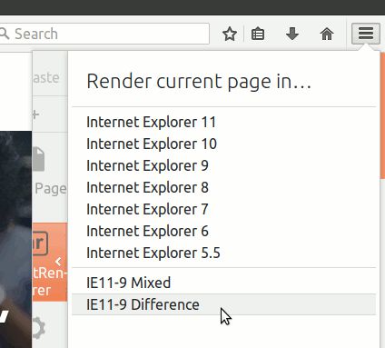 IE NetRenderer Button IE version choice (button moved to the menu)