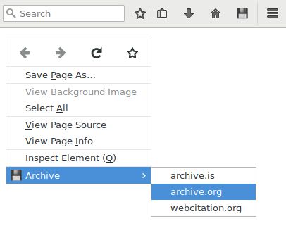 Archive pages by clicking on the icon or with the context menu.
