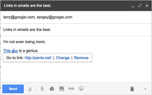 Pasting a URL while composing an email in Gmail