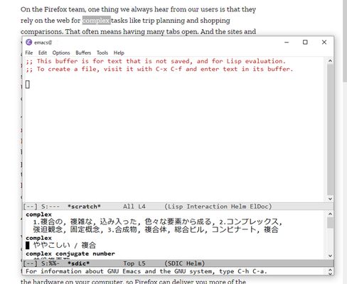 It seems that using a subprocess to look up a dictionary with SDIC on emacs.