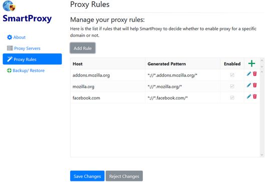 Manage proxy rules