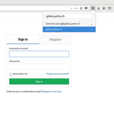 The add-on shows pass entries for the current website and fills login forms with credentials.