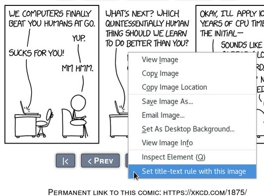 Set up your favourite comics to show title-text with the context menu.  (Context menus are not available on Android.)  [comic: xkcd.com]