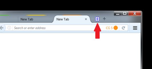 The button can be moved near the original "Open a new tab" button
