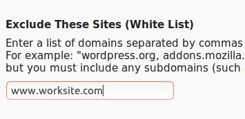 A white list allows you to specify certain sites to exclude.  For example you could not count any time spent on work-related sites.