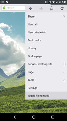 On mobile, toggle from the browser menu