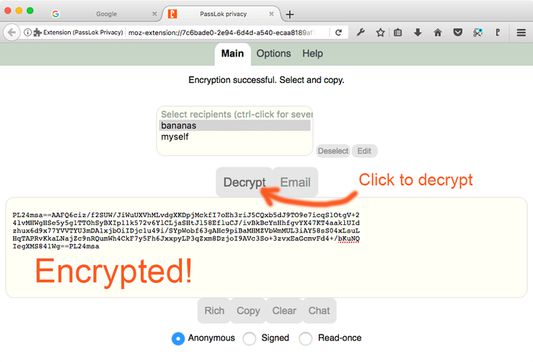 And presto! Decryption is just one-click