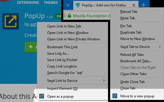 Context menu items