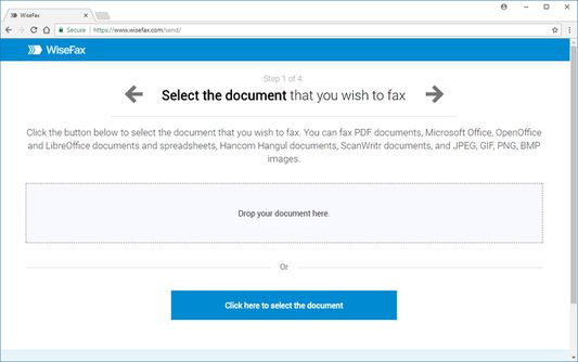 WiseFax - select document or file to send to fax