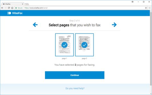 WiseFax - select pages to send to fax