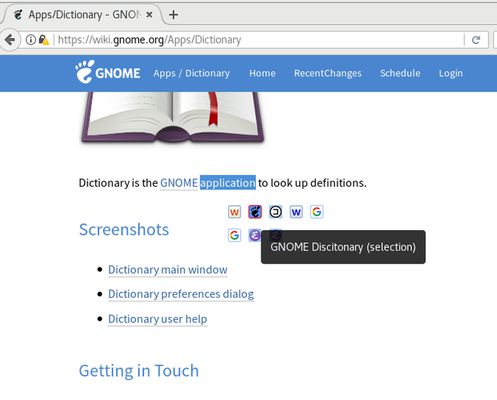 It seems that dictionary of dict.org is looked up by Linux's GNOME Dictionary.