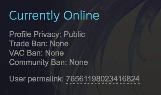 SteamRep user`s bans info (user profile page).