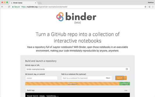 The repository will be built on MyBinder.org