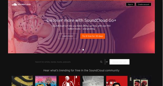 The main page of SoundCloud, with this extension.