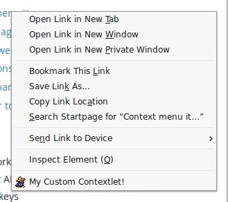 Custom context menu item.