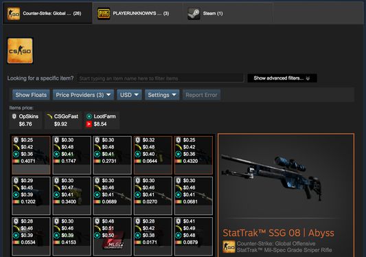 Float and price values on trade offers and user`s inventory pages.