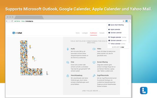 Suports Microsoft Outlook, Google Calendar, Apple Calendar and Yahoo Mail