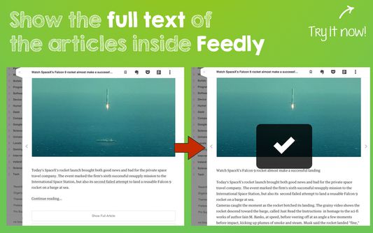 Show the full text of the articles inside Feedly!