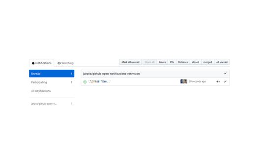 Buttons added to GitHub Notifications page