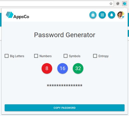 Appsco Dashboard Password generator