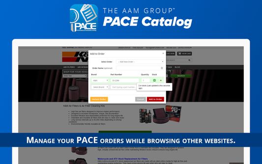 Manage your PACE orders while browsing other websites.