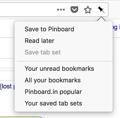 The pinboard icon will show in the address bar, allowing easy access to the options.