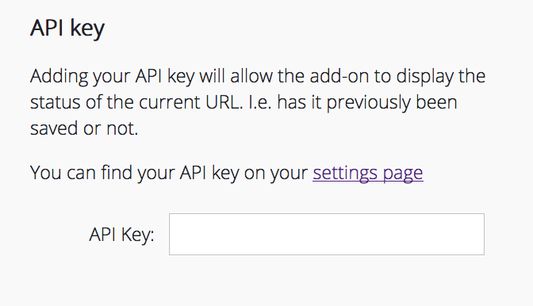 You can add your API key from Pinboard.in via about:addons
