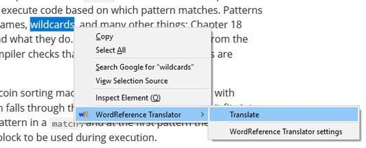 You can translate words selecting them and using the context menu option 'Translate' and also open the extension's settings.