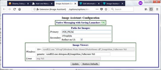 Image Assistant Configuration UI (on Windows).
